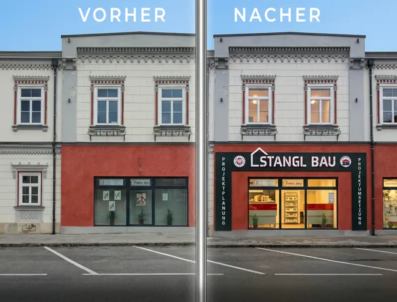 vorher nachher lichtwerbung aspang markt niederösterreich fm-design