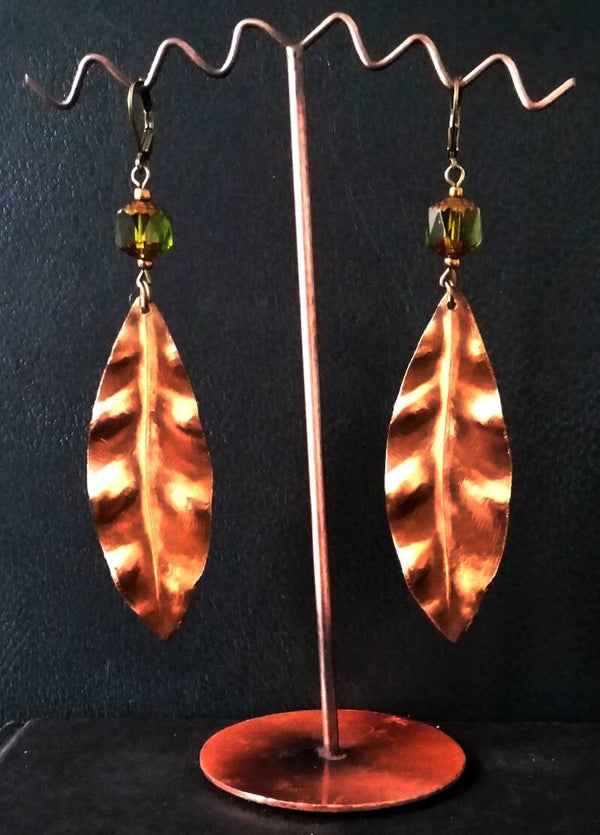 Boucles d'oreilles feuilles en verre