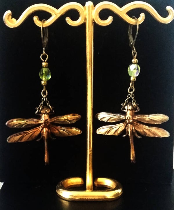 Boucles d'oreilles libellule en verre