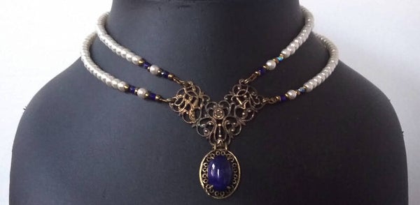 Ras de cou en perles et lapis lazuli