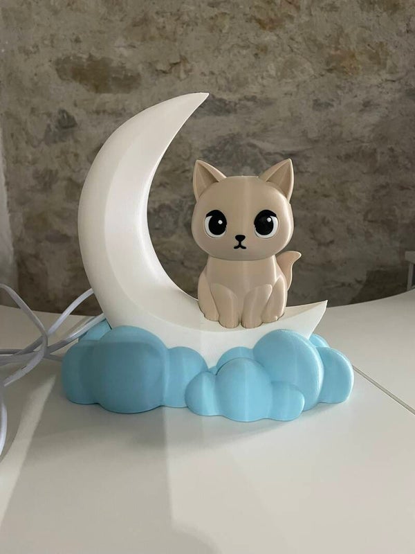 Lampe enfant “Chat sur la Lune” – Veilleuse douce & décorative