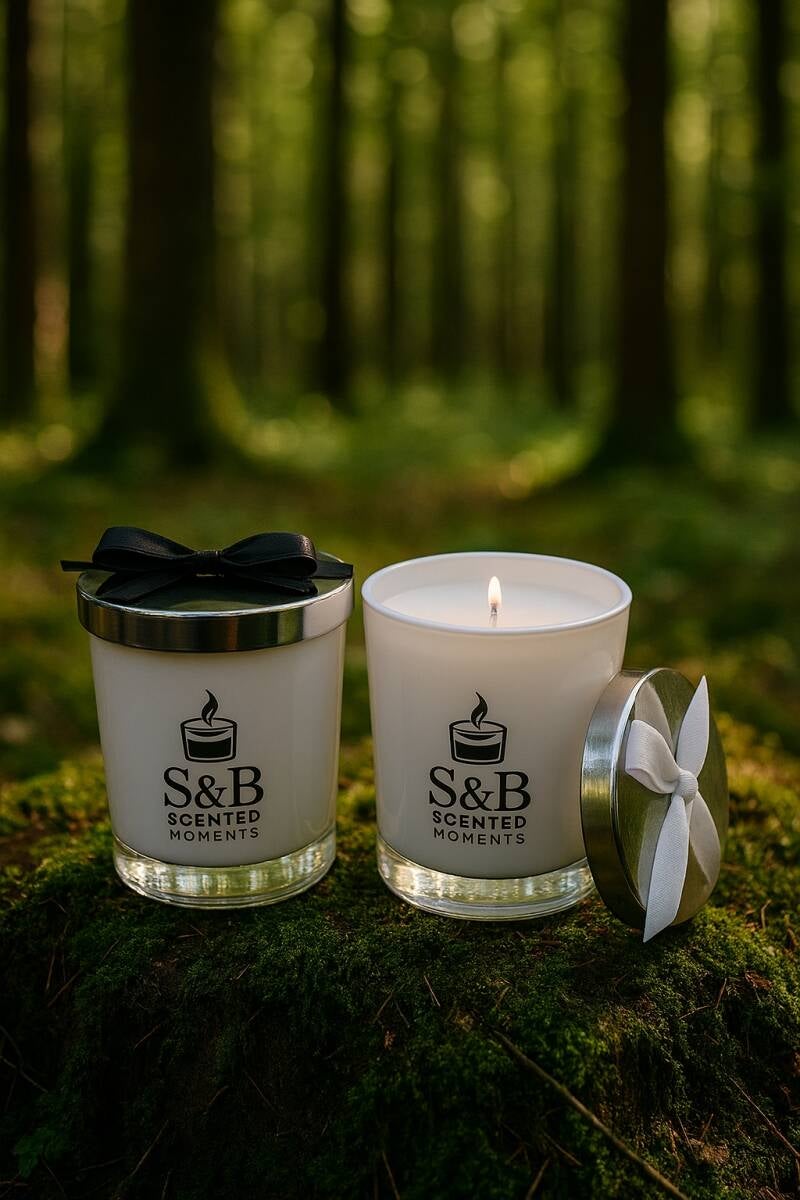 Luxury Dupe Candle in white jars inspired by Creed Irish Green Tweed