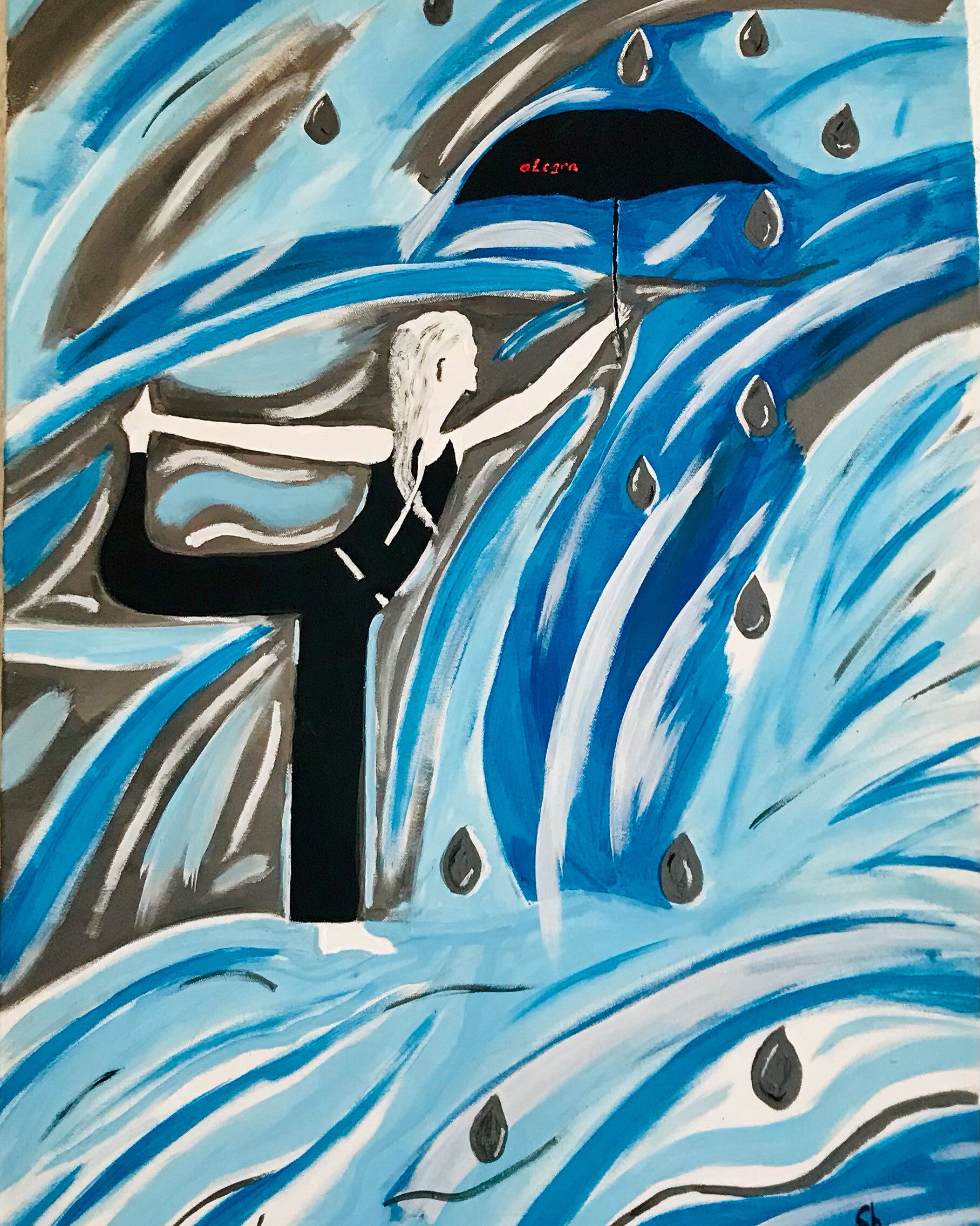 Designer Bild auf Leinwand.  Simonetta`s World "Raindrops".