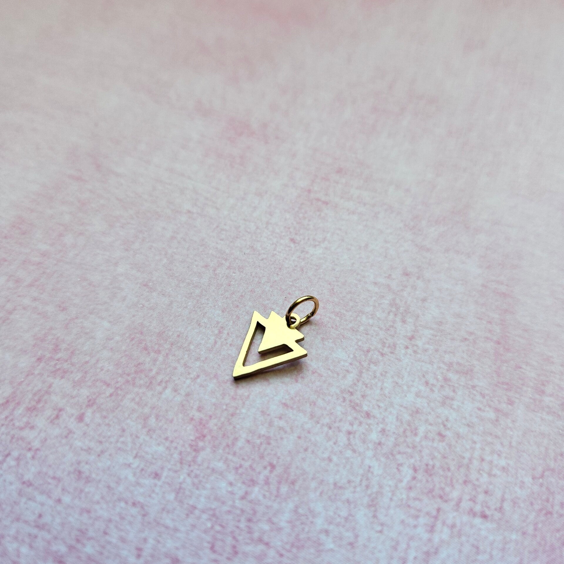 Mix&match roestvrijstalen bedeltje: dubbele driehoek S per stuk (goudkleur)