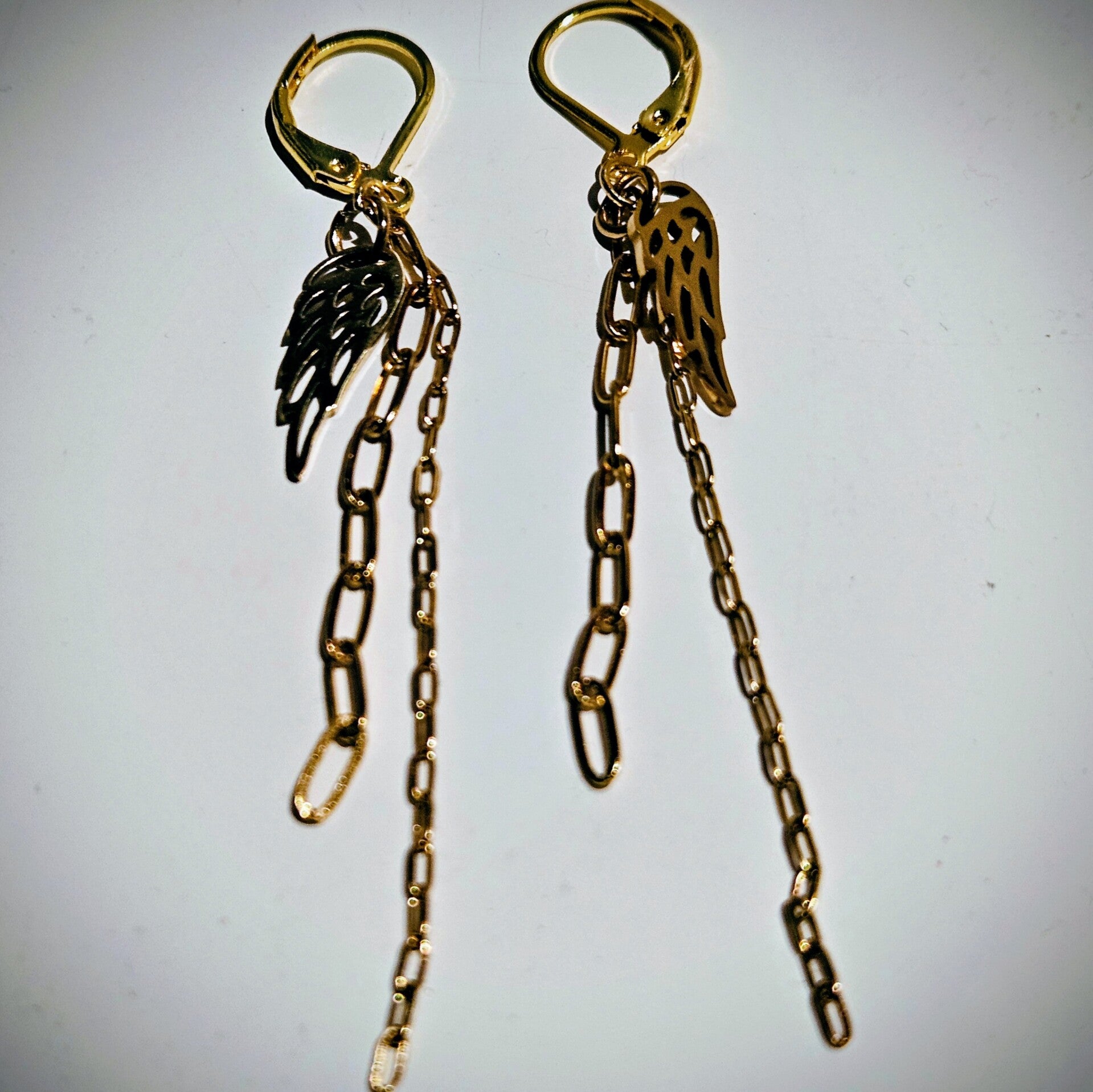 lange (M en L) RVS minimalistische oorhangers HILDE met engelenvleugel