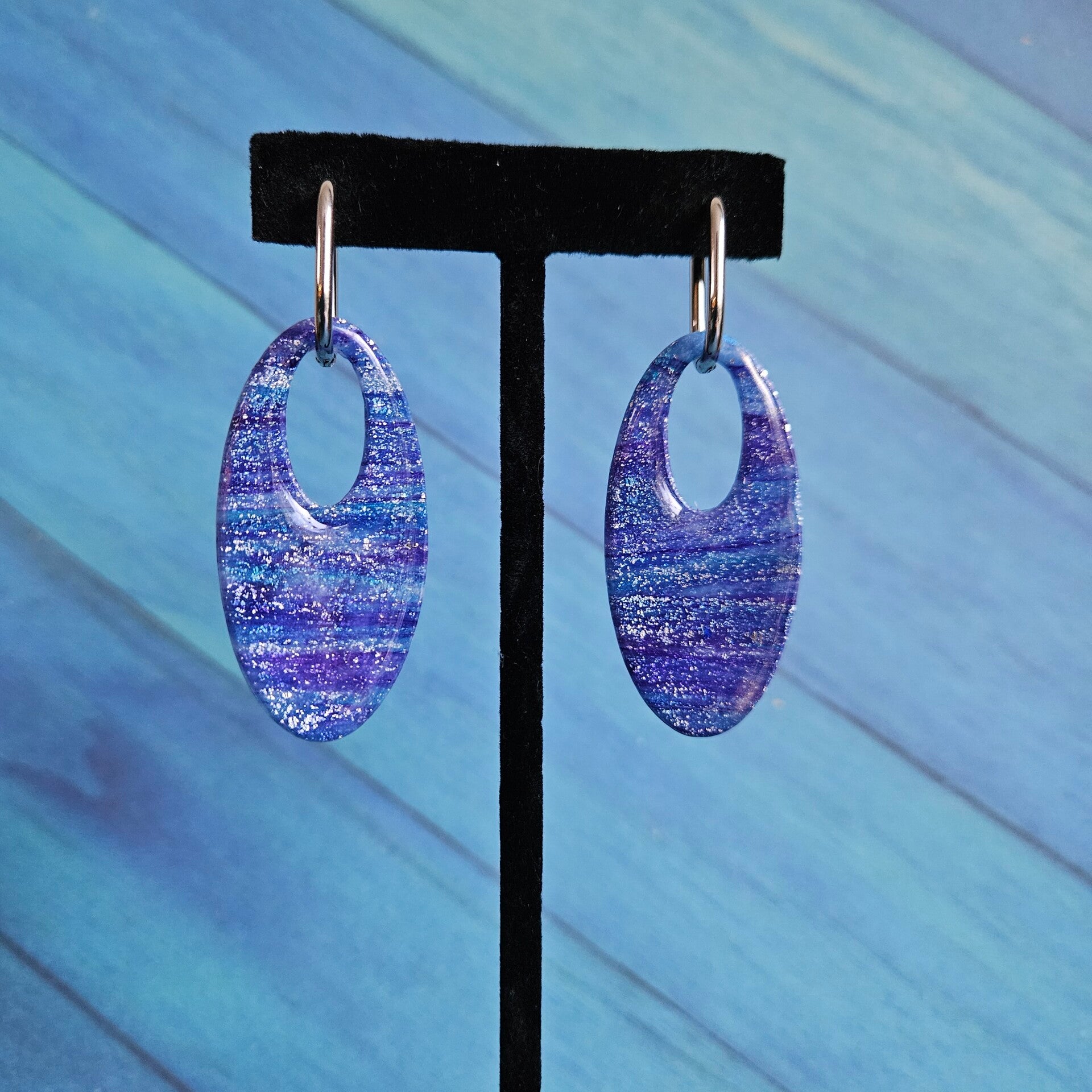 mix&match ovalen donut 'juniper' oorbellen met oorrringen Josephine in RVS - 2 versies (verstelbaar) (PMK Nungwi-twilight)