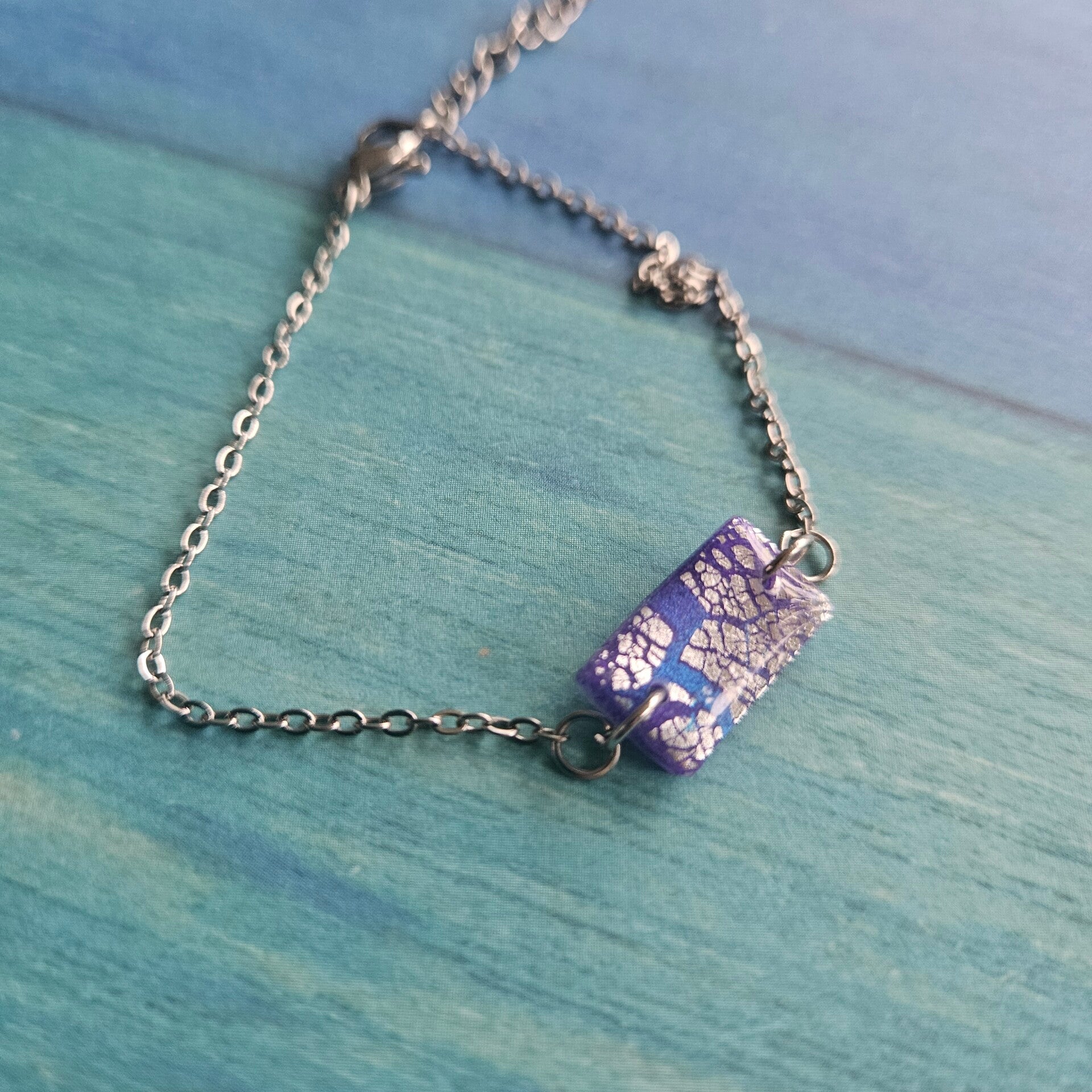 armbandje in RVS (verstelbaar) met mini rechthoekje (PMK Nungwi-twilight)