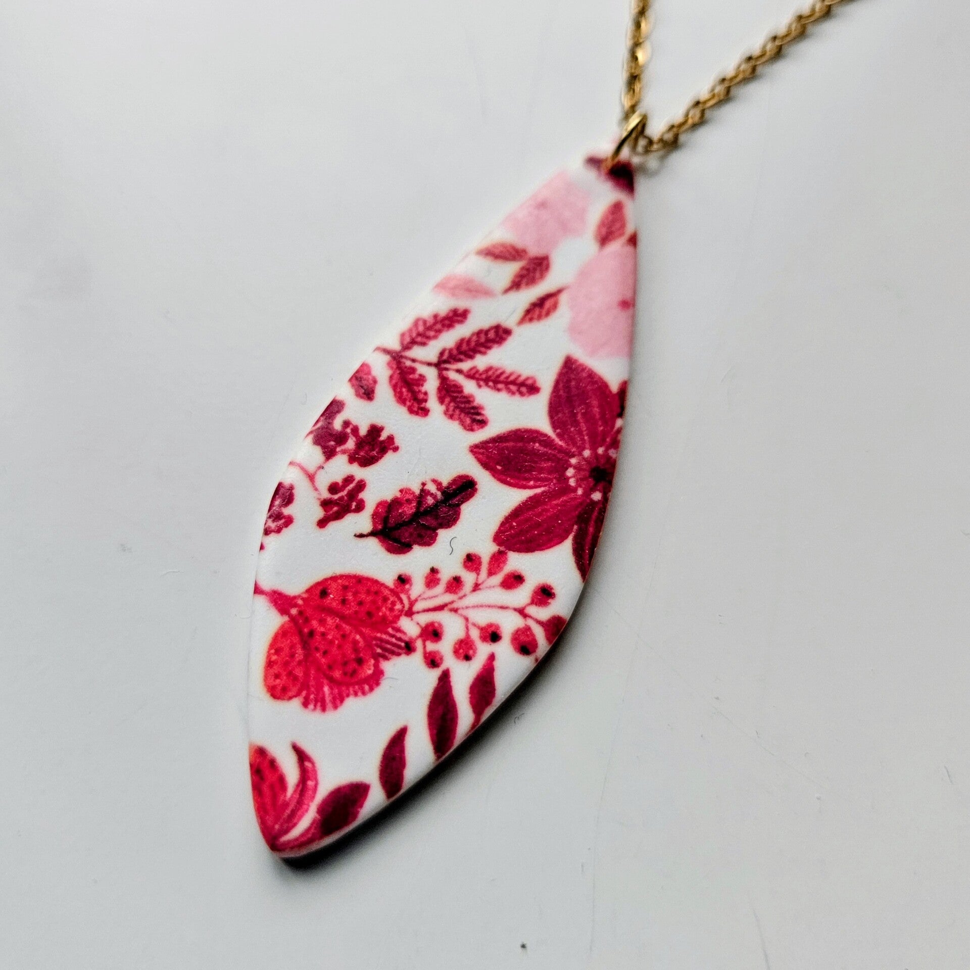 halsketting L pointy dagger drop (PMK English cottage - red autumn) (goud- of zilverkleurig)