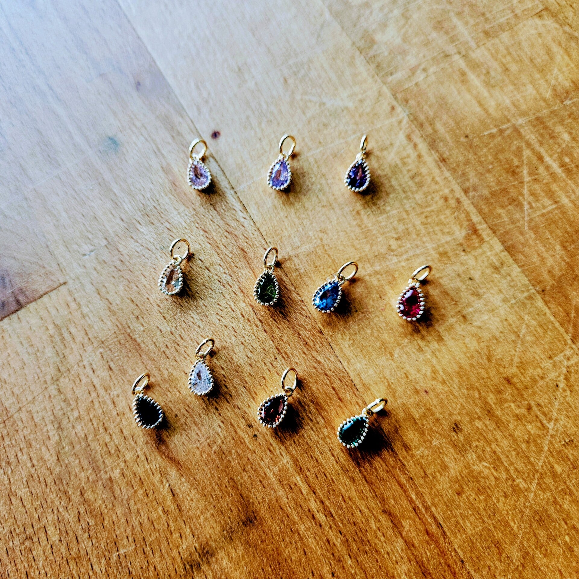 Mix&match hangertje met zirkoon kleine druppel (per stuk) (goudkleurig)