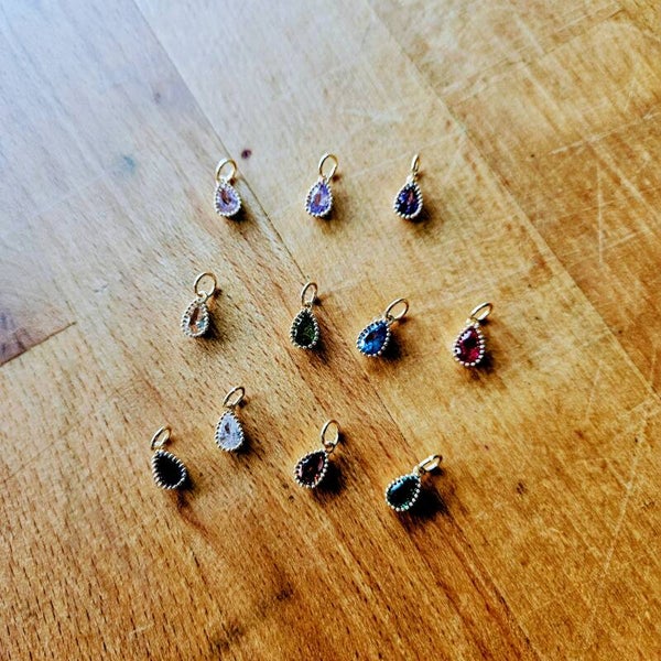 Mix&match hangertje met zirkoon kleine druppel (per stuk) (goudkleurig)