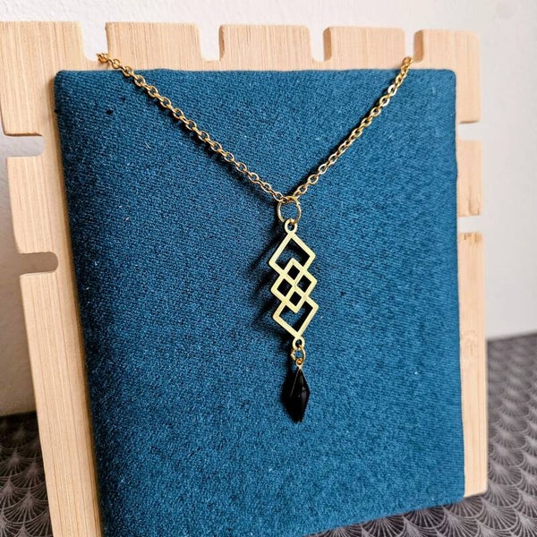 halsketting (RVS) art nouveau model 7  (emaille, goud) 45cm