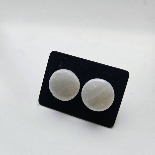 ronde oorstuds M (PMK MALOJA-champagne sorbet) (zilverkleurige RVS oorstekers)