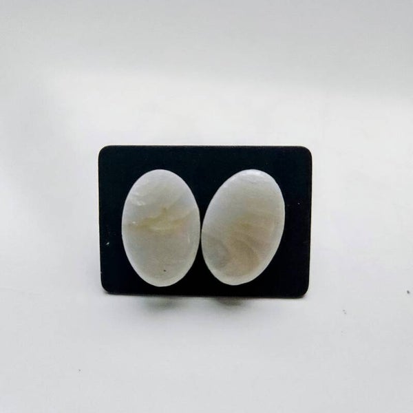 ovalen oorstuds M (PMK MALOJA-champagne sorbet) (zilverkleurige RVS oorstekers)