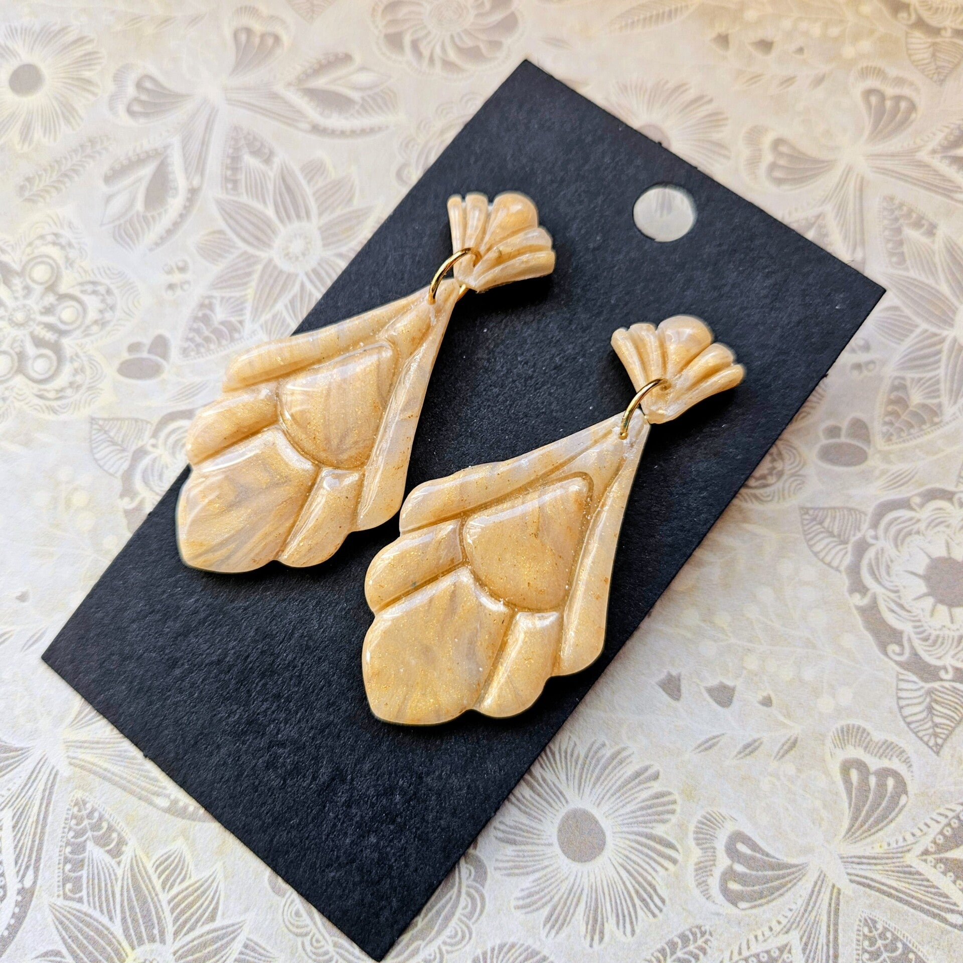 grote statement art nouveau oorhangers (PMK-Luxor-2) (oorstekers in RVS)