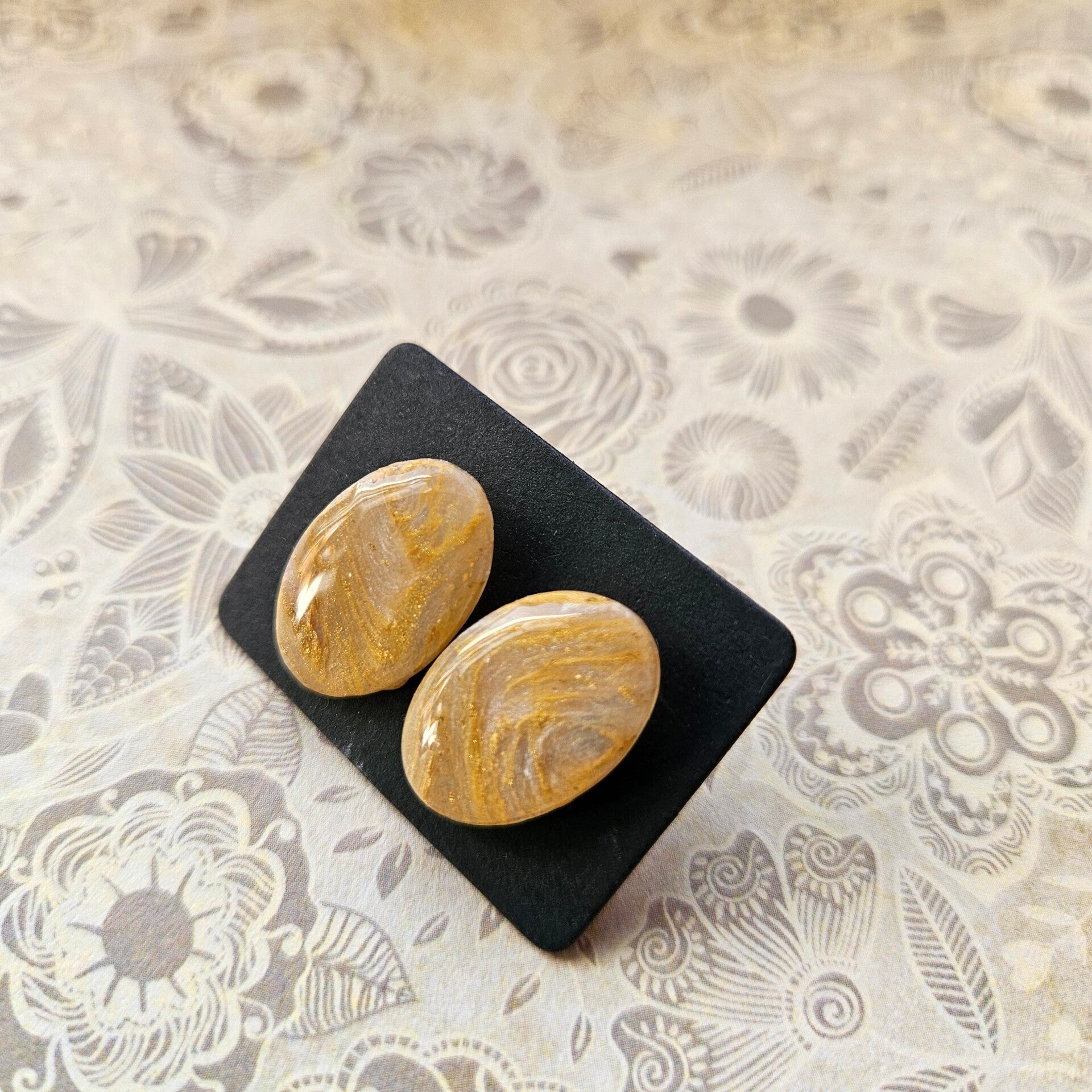 ovalen studs L (PMK-Luxor-2) (goudkl. RVS oorstekers)