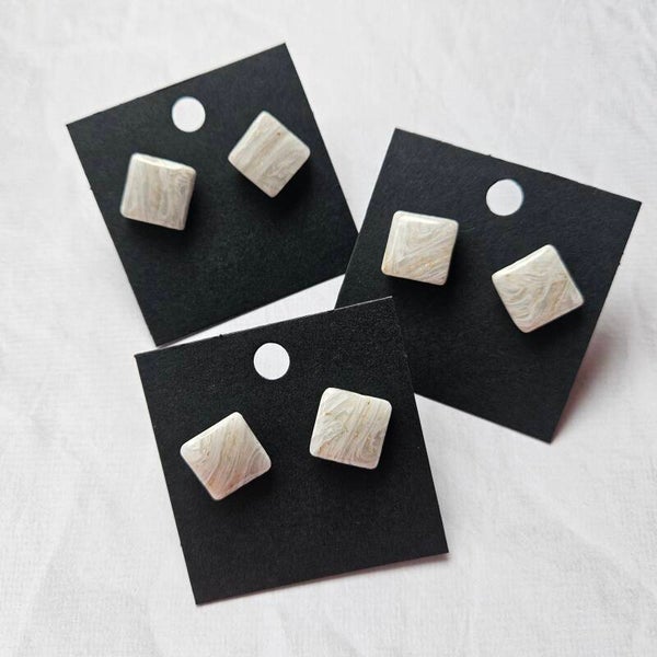 zeshoekige oorstuds L (PMK MALOJA-diamond dust) (zilverkleurige RVS oorstekers)