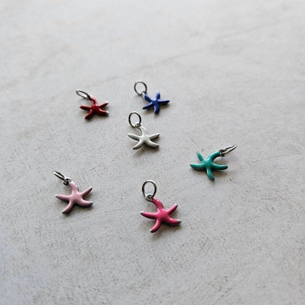 Mix&match emaillen bedel - mini zeesterretje egaal (RVS/zilverkleur) - per stuk