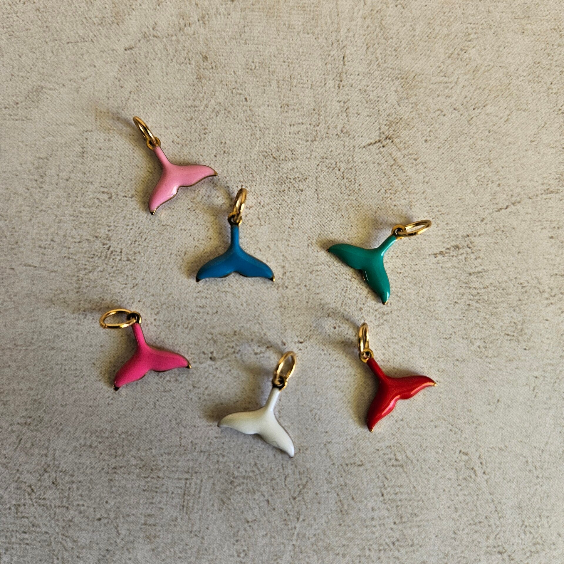 Mix&match emaillen bedel - mini vissenstaart (RVS) - per stuk