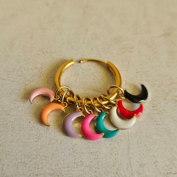 Mix&match emaillen bedel - mini maantje (RVS) - per stuk