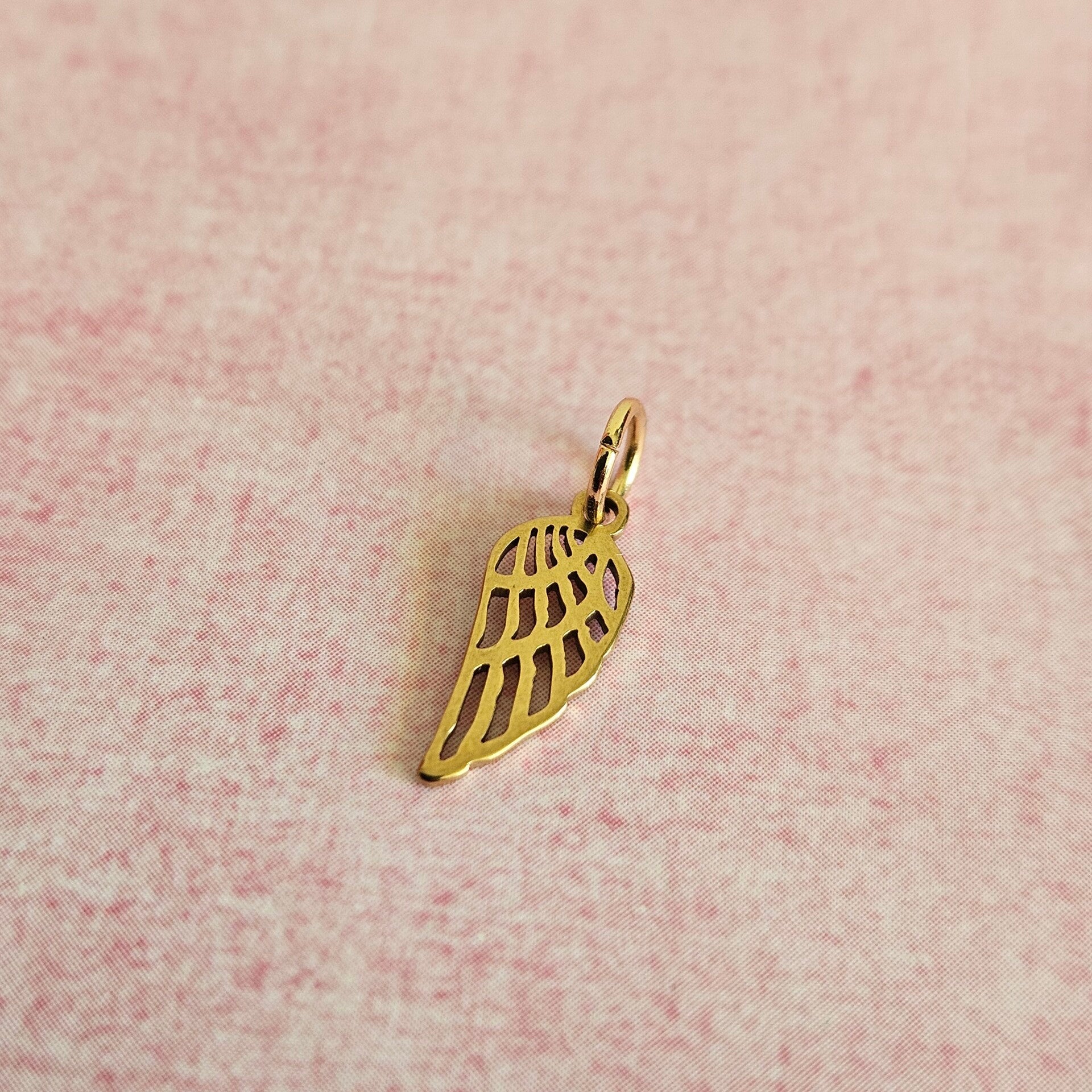 Mix&match roestvrijstalen bedeltje: engelvleugel S (goudkleur) - per stuk