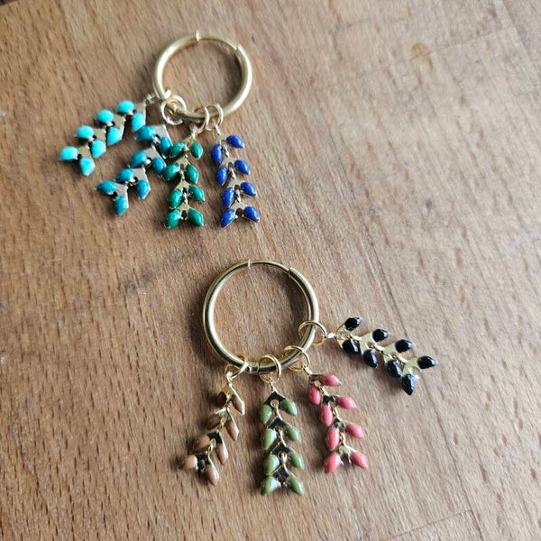Mix&match emaillen bedeltje: chevron monocolor 3,4 of 5 schakels (RVS) goudkleurig - per stuk