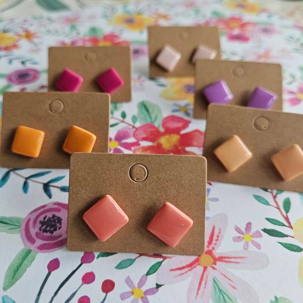 oorstuds vierkant S (PMK san cristobal) (geschikt vr Clay&combo Paulette) mat/glanzend (RVSstekers)