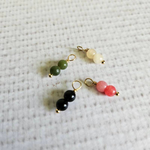 Mix&match hangertje 2 edelstenen bolletjes - per stuk