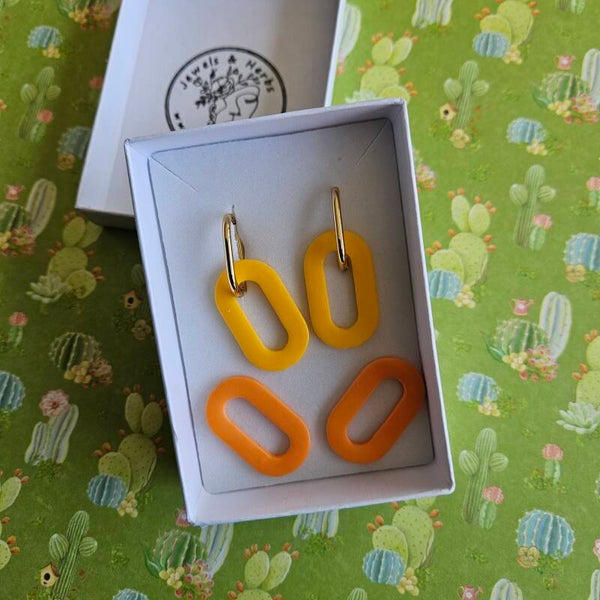 Clay&combo Colette: geschenkset 2 paar verwisselbare ovalen donuts met oorringen
