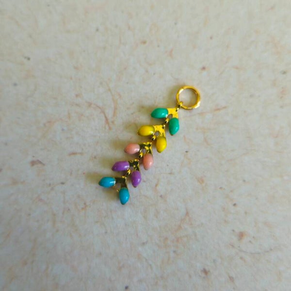 Mix&match emaillen bedeltje: chevron 5 schakels multicolor C (RVS) goudkleurig - per stuk
