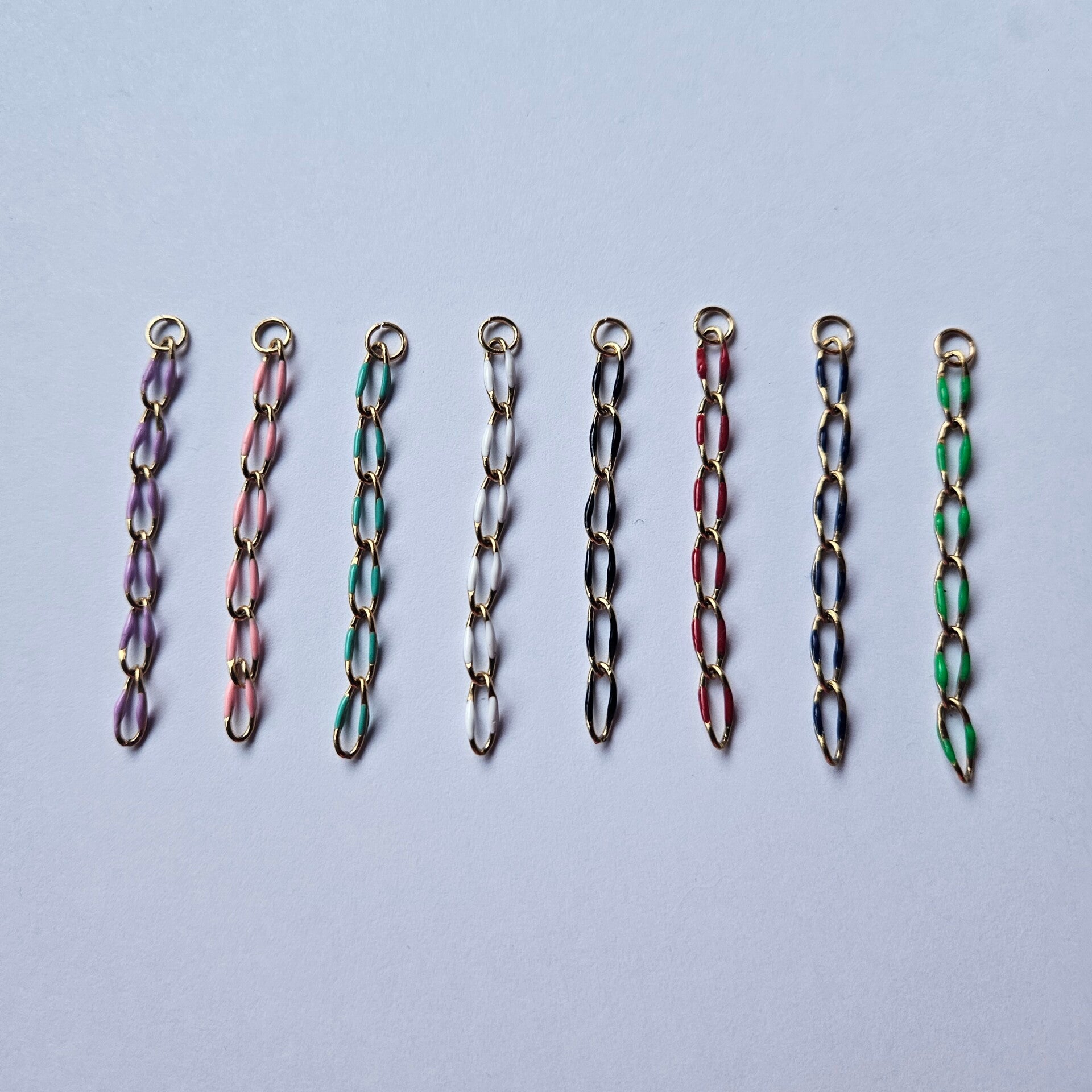 Mix&match bedel: sliertje L-schakelketting met emaillen streepjes RVS (9x4mm schakels) goudkleurig (per stuk) (excl. oorringen)