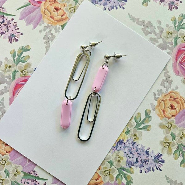 asymmetrische oorhangers - ovalen - PMK 'Rio Lagartos' - meerdere kleuren (pastel) - zilverkleurig