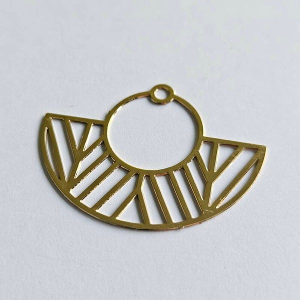 Bedel filigraan art deco cirkel met waaier  (Mix&match 'Paulette' oorstuds) - per stuk