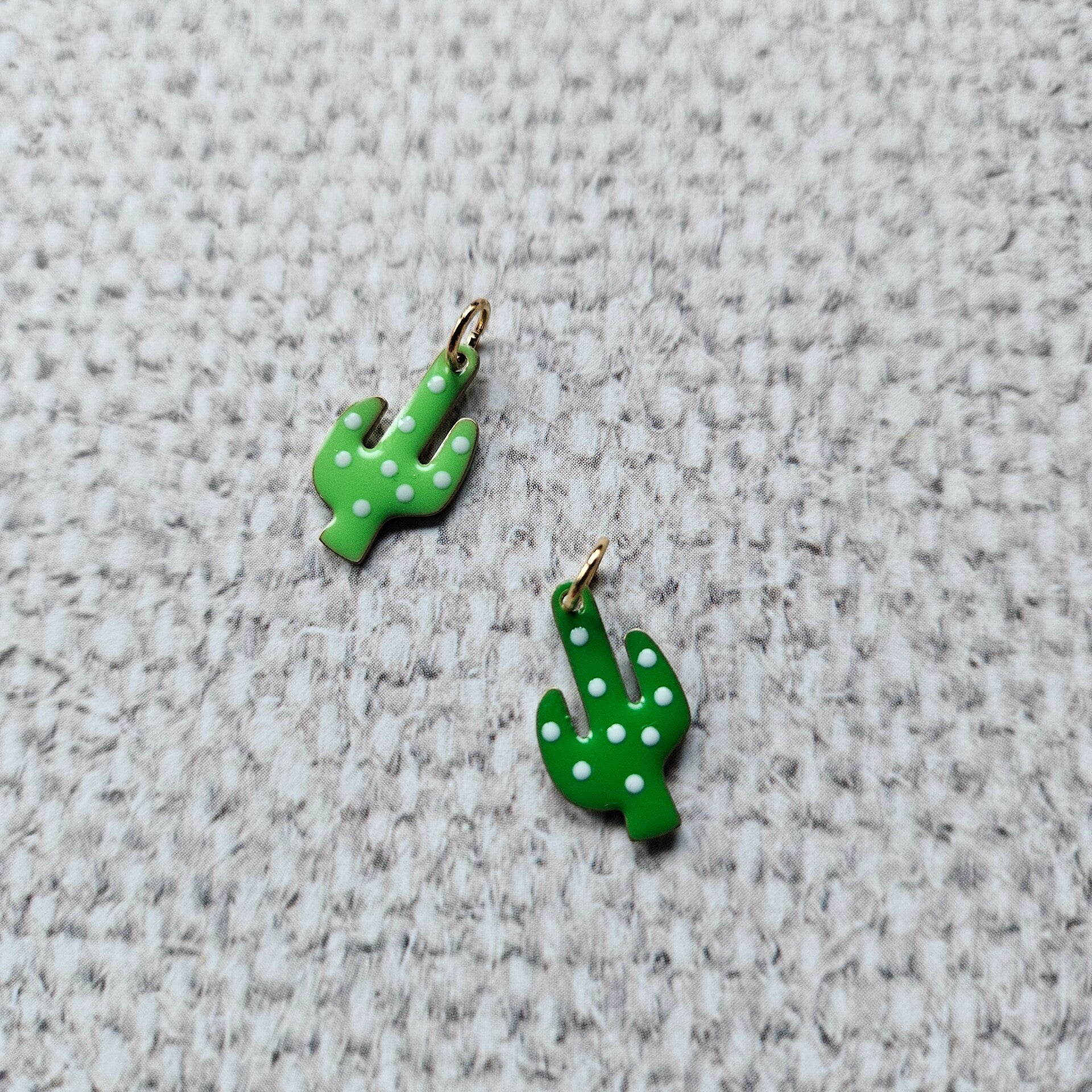 Mix&match emaillen bedeltje: cactus (RVS) goudkleurig - per stuk