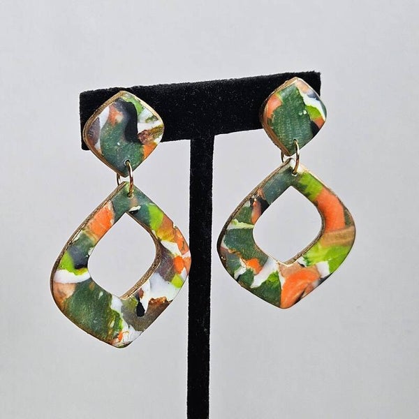 oorhangers Moorse druppel donut L mat met studs (RVS oorstekers)  (PMK collectie catarata de sipia-2)