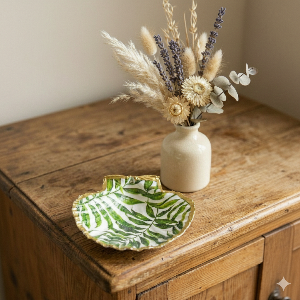 schelpschaaltje XL tropische bladeren