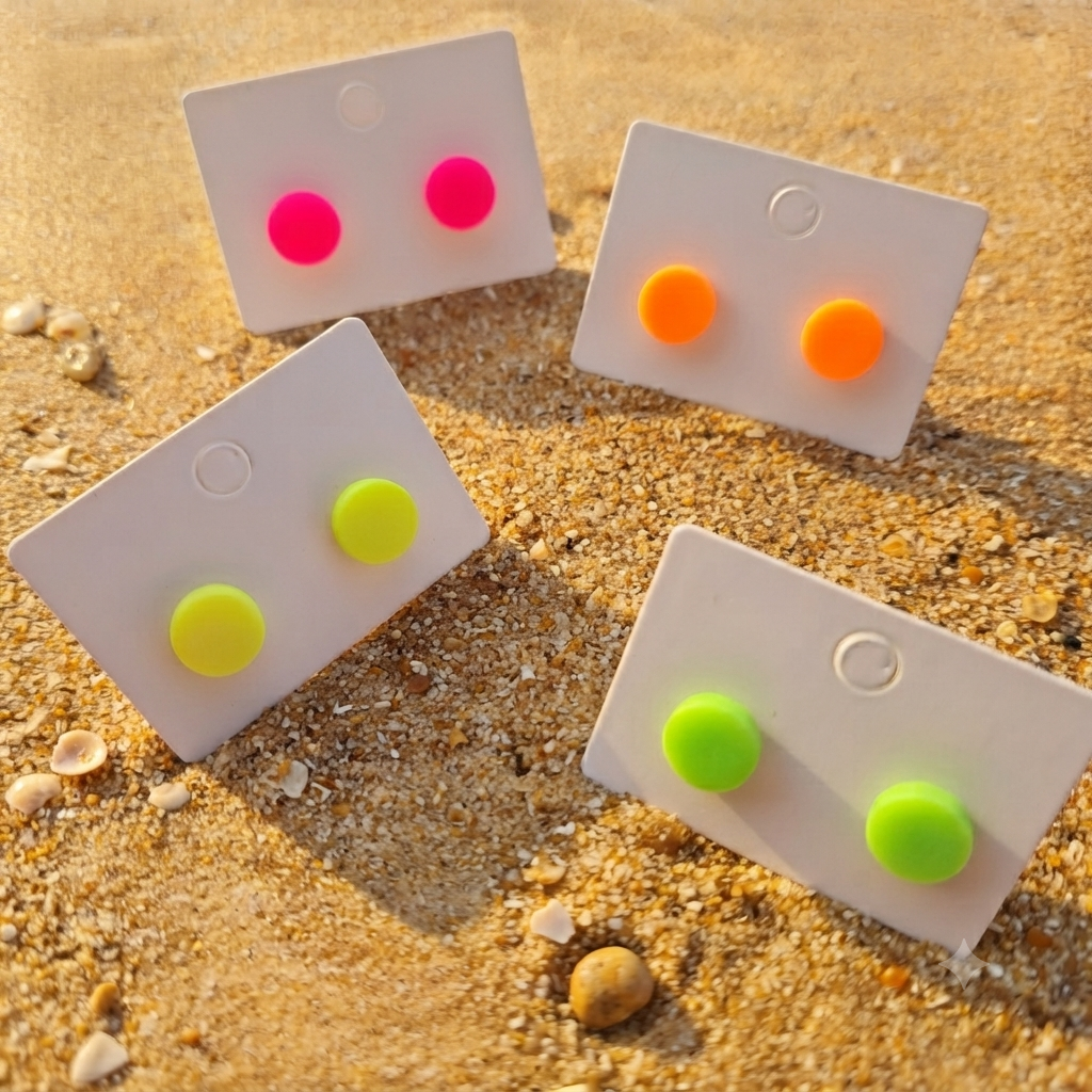 oorstuds rond S (PMK Berlin neon) (geschikt vr Clay&combo Paulette) mat (RVSstekers)