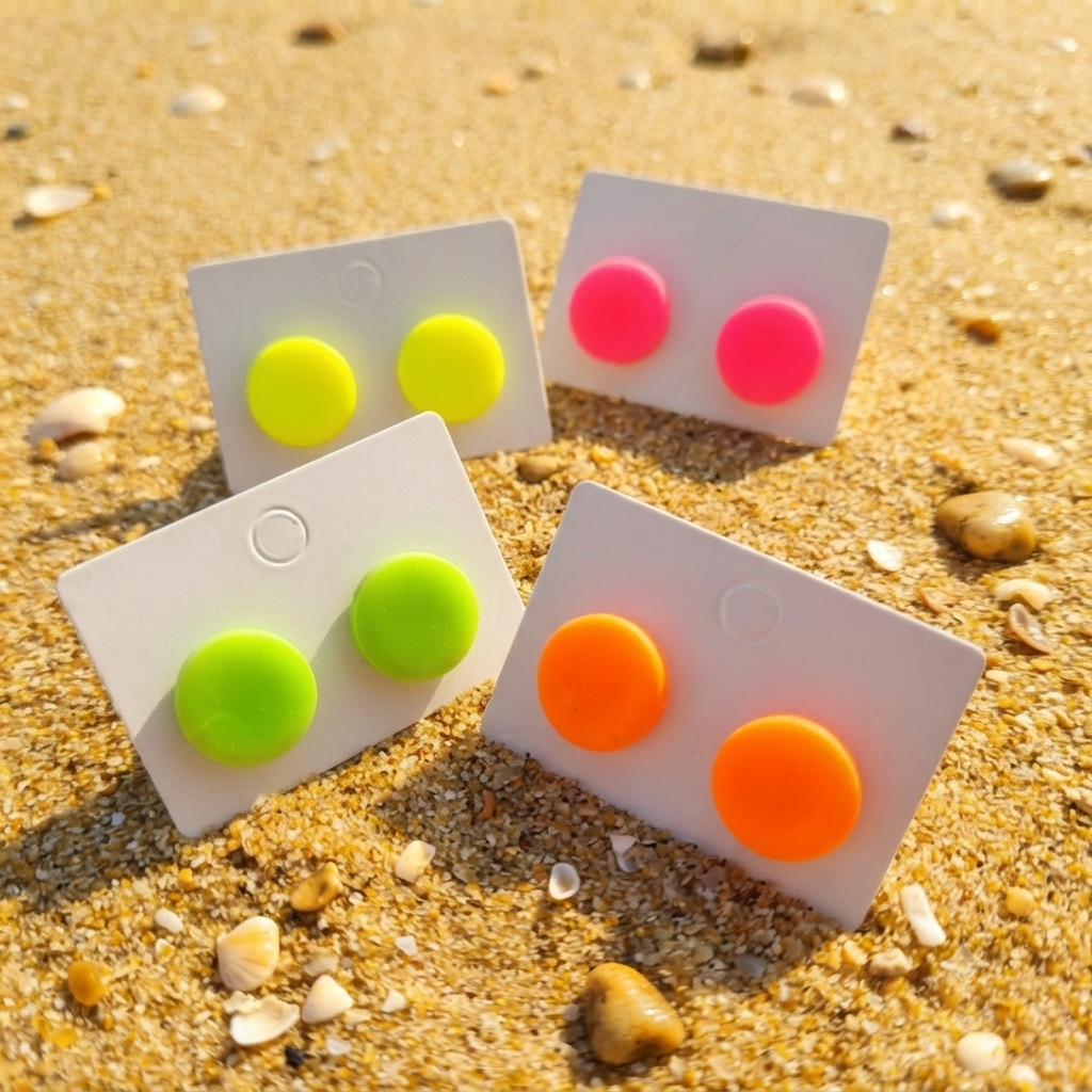 oorstuds rond M (PMK Berlin neon) (geschikt vr Clay&combo Paulette) mat (RVSstekers)