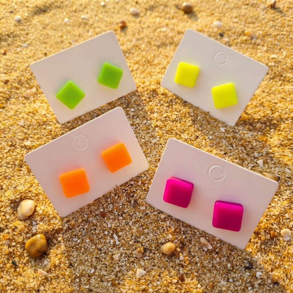 oorstuds vierkant S (PMK Berlin neon) (geschikt vr Clay&combo Paulette)