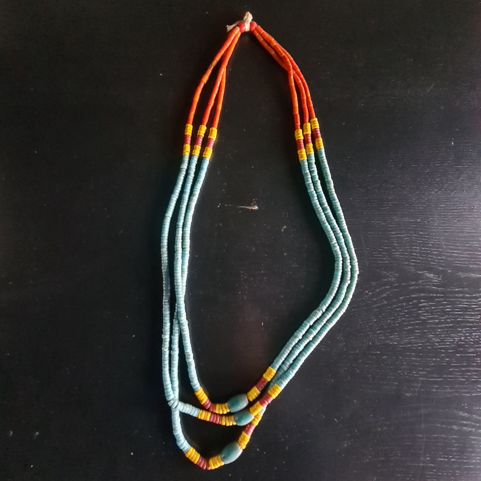 Antique Naga Tribal Bead Necklace Blue (#711)