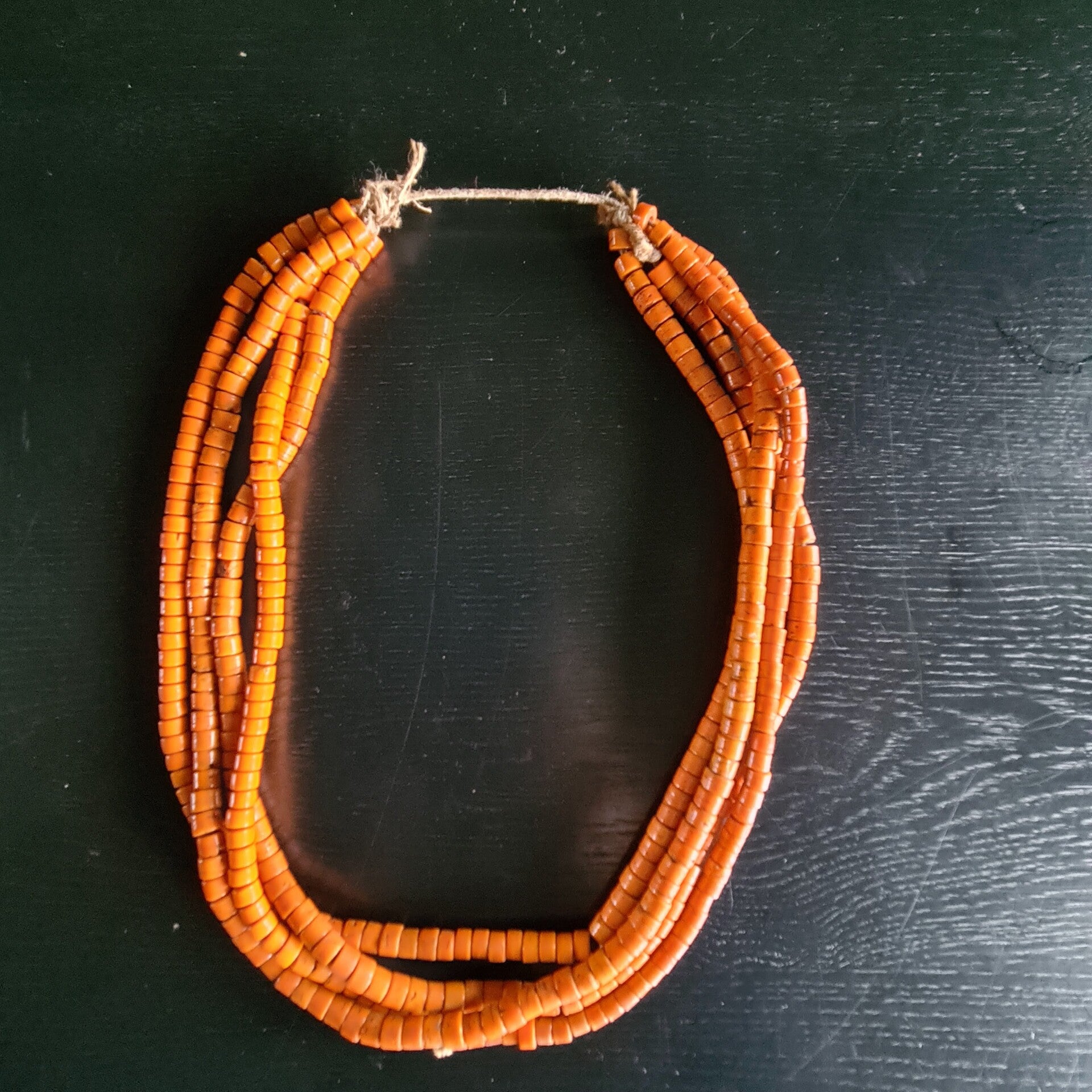 Antique Naga Tribal Bead Necklace Yellow/Brown (#714)