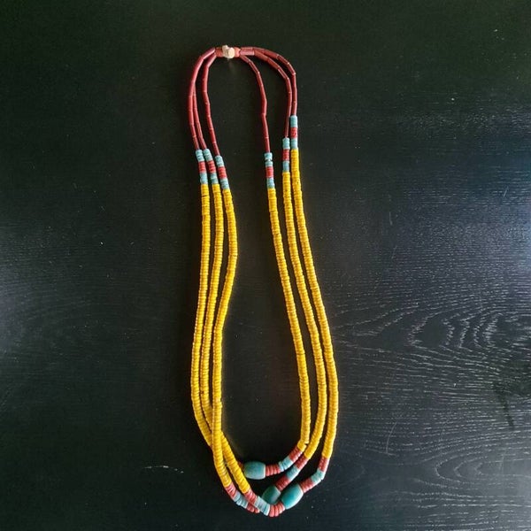 Antique Naga Tribal Bead Necklace Yellow (#710)