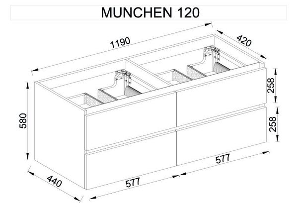 Munchen 120cm Wastafelmeubel / Dorado
