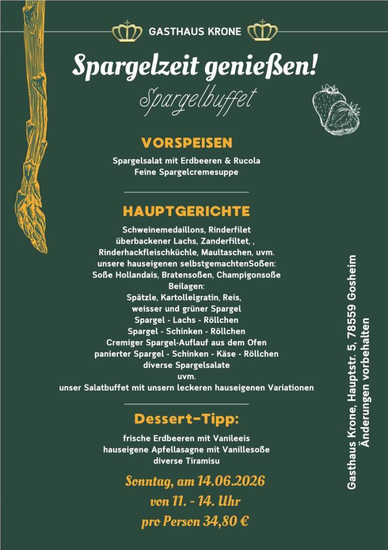 Flyer Spargelbuffet 14.06.2026