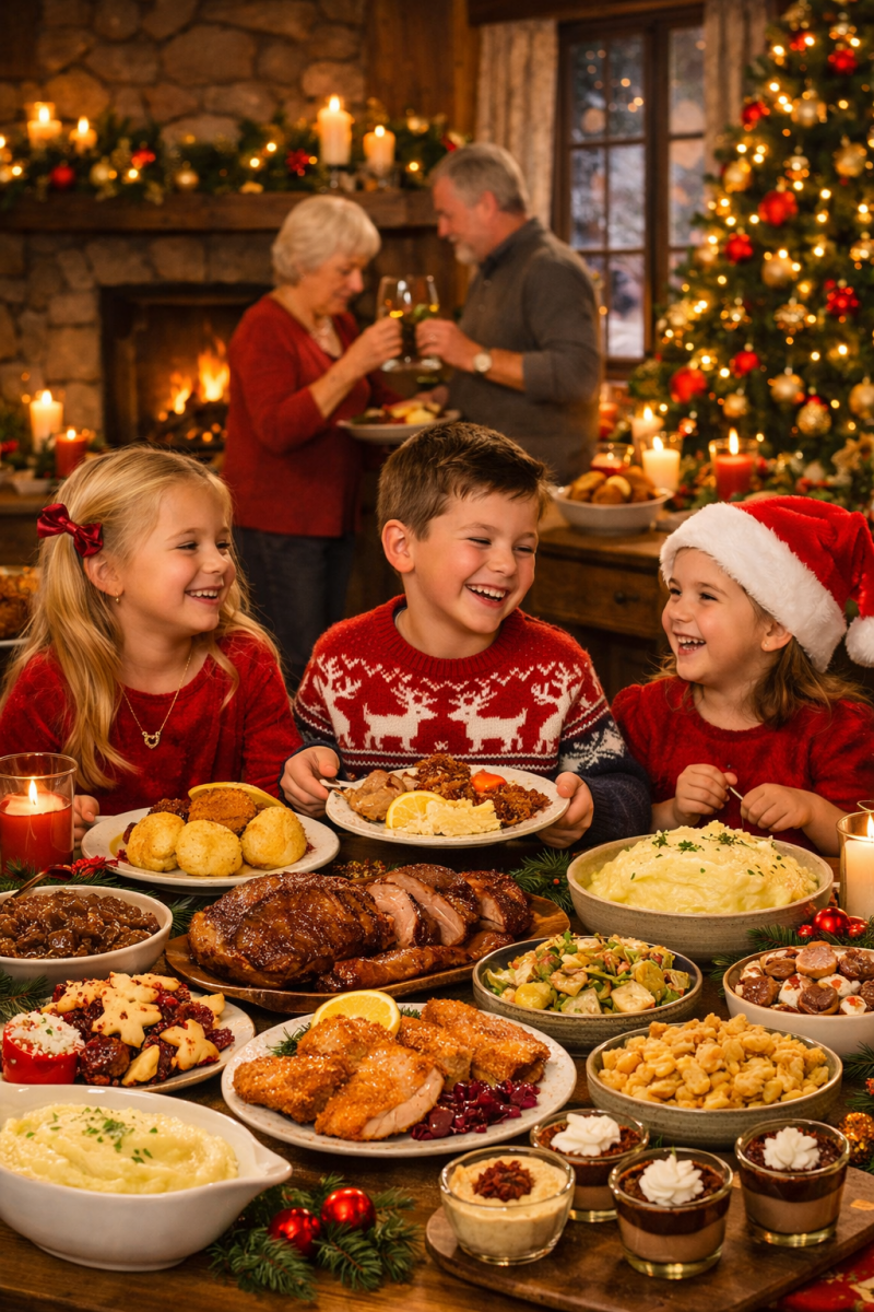 KI-generiertes Bild eines Weihnachtsbuffets