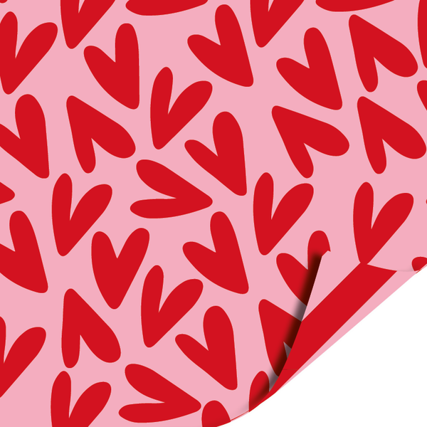 Cadeaupapier - Red heart/ stripe