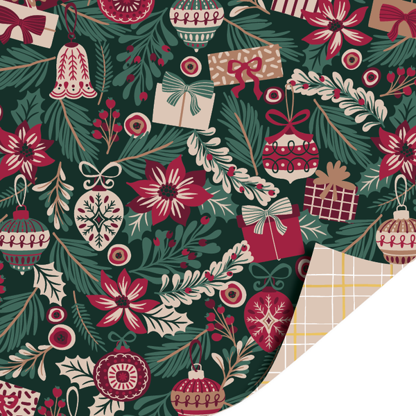 Cadeaupapier - Kersttakjes Burgundy