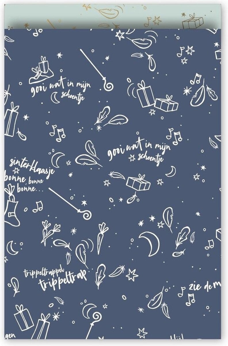 Cadeauzakje L - Sinterklaas blauw