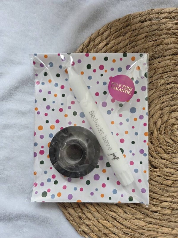Cadeauset kaars juf