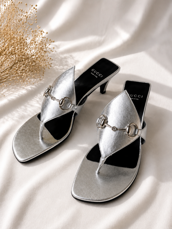 Sandales Gucci argentées T - 37 1/2