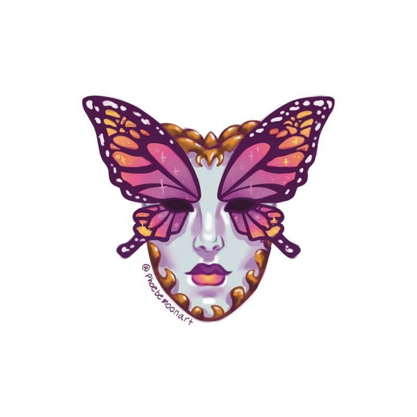 Sunset Butterfly Mask Sticker